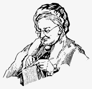 Woman, Knitting, Grandma, Old, Lady, Knit, Needles - Grandma Black And White