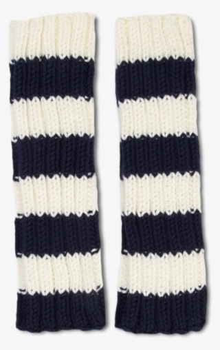 Hand Knitted Chateau Navy & Classic Cream Striped Leg - Wool