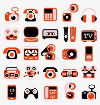 Electronic Devises Vector Icon Set - Electronic Clipart Icons