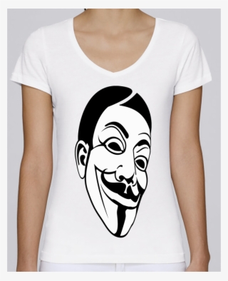 T-shirt Femme Col V Stella Chooses Guy Fawkes Mask - T-shirt