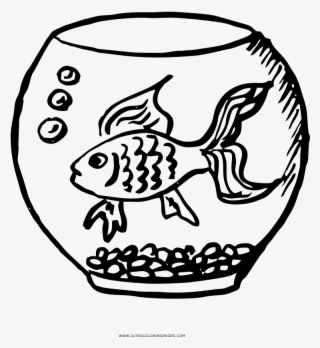 Fish Bowl Coloring Page - Illustration