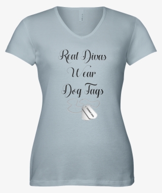 Real Divas Wear Dog Tags V Neck Fine Jersey T Shirt - Shirt