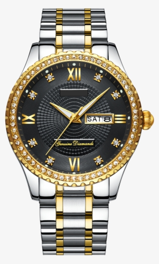 Custom Logo Classic Men's Luxury Diamond Watch - Gold Mens Watch Black Face