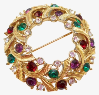 Vintage Authentic Swarovski Wreath Brooch Of Textured - Bracelet