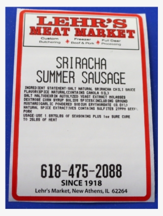 Sriracha Summer Sausage - Label