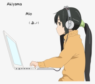 #akiyama Mio, #anime Girls, #k-on , #anime, #headphones, - Mio K On Computer