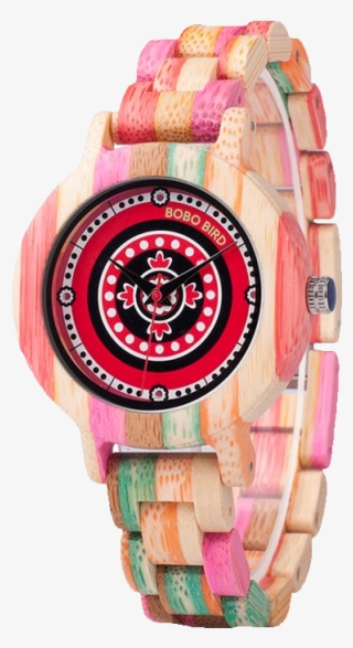 Colorful Bamboo Wood Watch With Dial Face - Watch