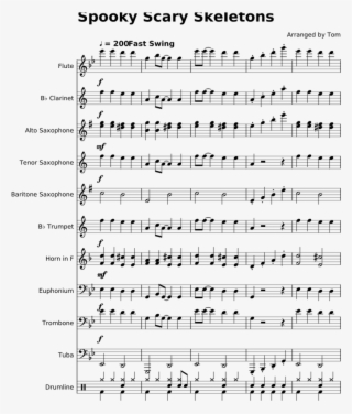 Print And Download In Pdf Or Midi Spooky Scary Skeletons - Flute Meme Sheet Music