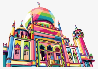 Geometric Mosque Pop Art By Rizkydwi123 - Gambar Pemandangan Masjid Kartun Berwarna