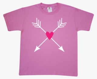 Valentine Hipster Arrows Pink Heart Youth T-shirt Azalea - Active Shirt