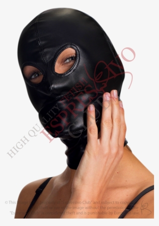 Bondage Leather Hood With Soft Blindfold And Muffle - Mask