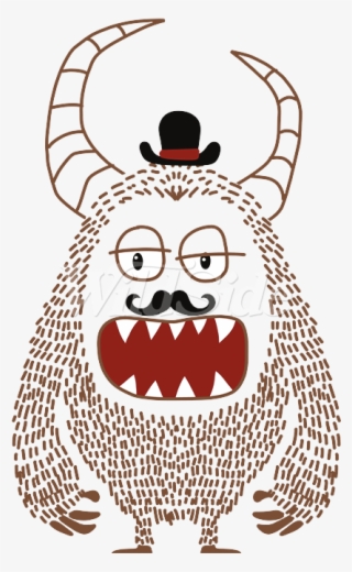 Monster With Mustache And Hat - Illustration