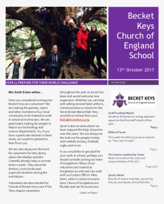 2017 10 13 - Becket Keys Church Of England School