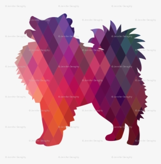 American Eskimo Dog Geometric Pattern Silhouette Pink - American Eskimo Dog Silhouette