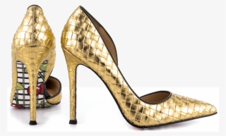 Gold Glitter High Heels And Transparent - Basic Pump