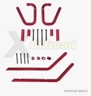 Grab Bar Kit Front, Rear, Red, Jeep Wrangler Jk - Stairs