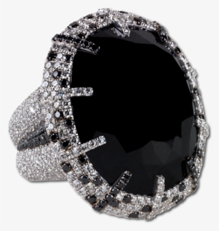 Cushion Cut Oval Black Diamond Ring Set In An 18kt - Ring