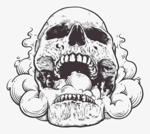 Hand Painted Skulls Transprent Png Free Download - Skull Open Mouth Drawing
