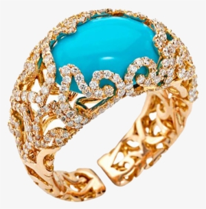 Gold Rings Png Mart - Turquoise Diamond Ring