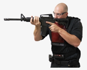 Officer With Blank Fire - Laser Rifle Training
