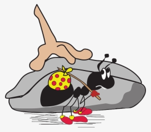 Stick, Rock, Hand, Cartoon, Ant, Hiking, Bag, Insect - Ant Under Rock Clipart