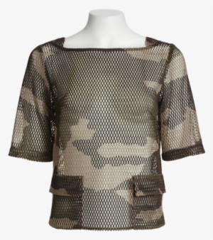 Mesh Camouflage Blouse - Blouse