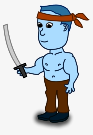 Man Holding Sword And Wearing Head Band - Person With A Sword