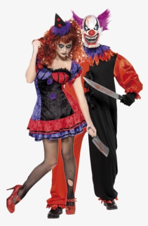 Scary Couple Clown Costumes - Adult Scary Couple Halloween Costumes