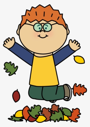 Boy Jumping In Leaves Clipart - Jumping In Leaves Clipart