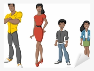 Happy Cartoon African Family - Balck Family Clipart
