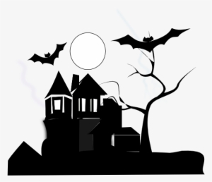 Spooky House Clip Art - Haunted House Clipart Black And White