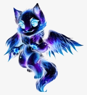 Galaxy Galaxycat Galaxywolf Flyingcat Cat Wolf Purple - Galaxy Cat With Wings