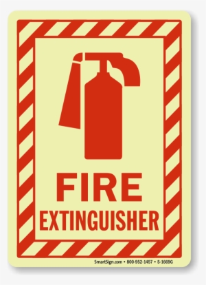 Glow In The Dark Fire Extinguisher Striped Border Sign - Fire Extinguisher Sign