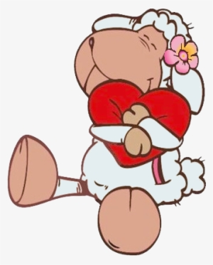 Mouton Serrant Un Coussins En Forme De Coeur - Овечка Джолли Стикеры