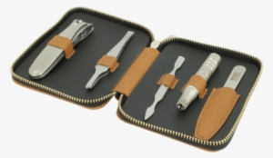 Dovo 5 Piece Manicure Set In Tan Leather Zip Case - Dovo Solingen Grooming Kit: Milano (5pc)