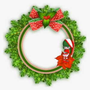 Elfen Clipart Frame - Christmas Round Png