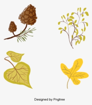 Beautiful Cartoon Lovely Hand-painted Autumn Leaves, - Illustration