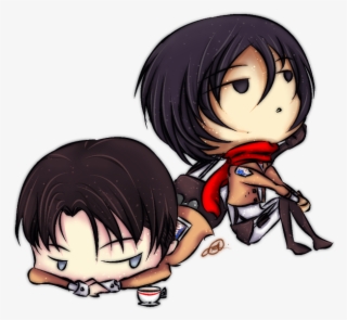 “ Tiny Mikasa And Levi With A Transparent Background - Cartoon