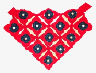 Red And Blue Floral Crochet Bandana - Motif