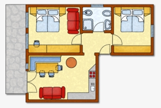 2 Bedrooms With Double Beds And 1 Sofa-sleeper - Floor Plan