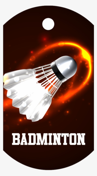 Badminton Dog Tag Full Color Aluminum - Burning Shuttlecock