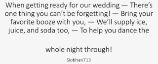 Wedding Quote, Bring Your Own Booze, Byob, Byog - Number