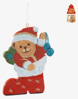 Teddy In Boot, Red - Christmas Ornament