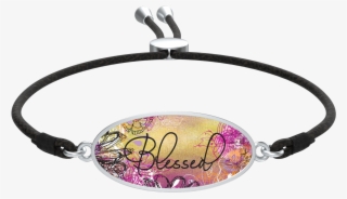 Blessed Silver Oval Black Cord Bracelet - Bracelet