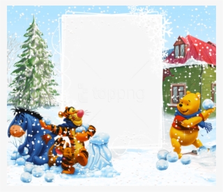 Free Png Winnie The Pooh Winter Png Kids Frame Background - Christmas Png Photo Frame Disney