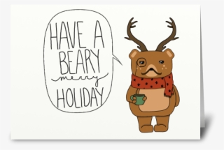 Beary Christmas Greeting Card - Cartoon