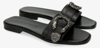 Mules Elodie 8 Vienna Black Big Buckle - Flip-flops