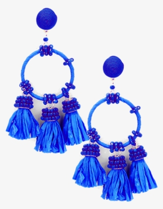 Marina Raffia Tassel Earrings In Royal Blue - Jewelry Making