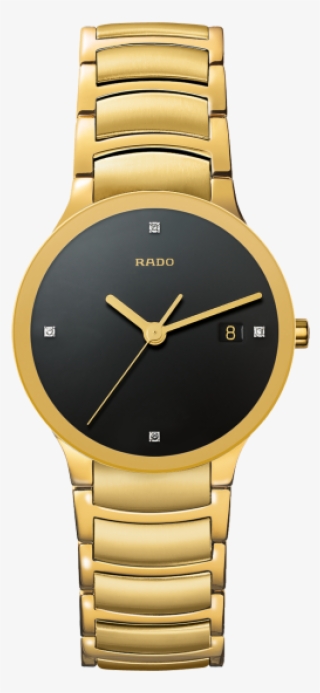 Centrix Jubile Black Diamond Dial Gold Plated Stainless - Rado Men's Gold Watch