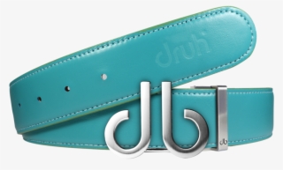 Full Grain Leather Belt In Aqua With Brushed Silver - Belt
